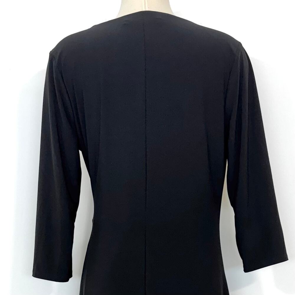 WHBM Wrap Ruched Sheath Dress 3/4 Sleeves Black L - Picture 7 of 10